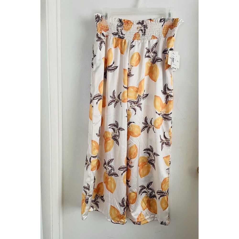 Charmed Hearts Fruit Print A-Line Long Skirt High Rise Elastic Waist Size L